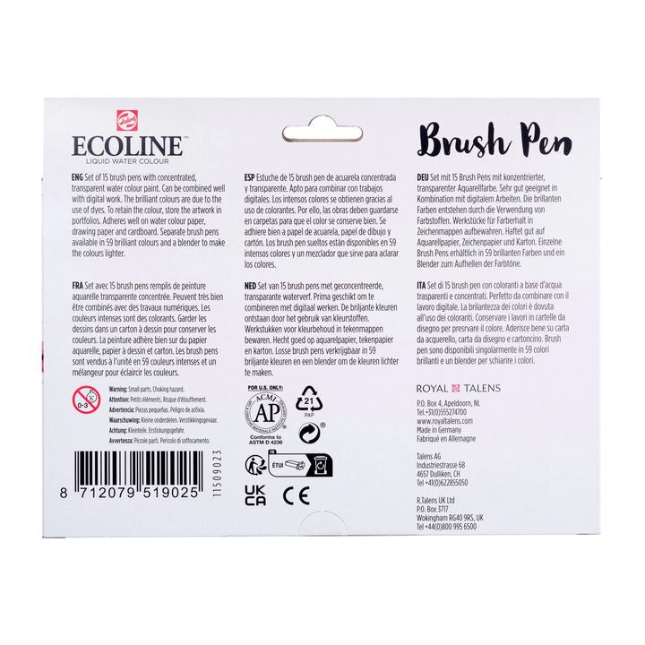 Στυλό ακουαρέλας ECOLINE BRUSH PEN 15 τμχ