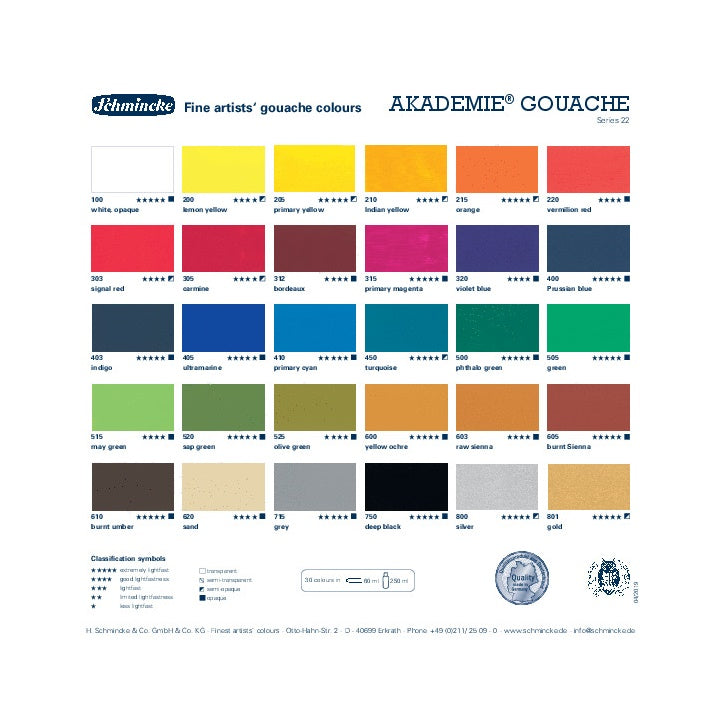 Σετ χρωμάτων γκουάς Schmincke AKADEMIE 10 x 60 ml