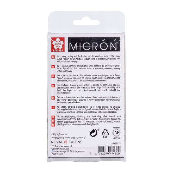 Σετ τεχνικών στυλό Sakura Pigma Micron γκρι αποχρώσεις 8 τεμ.
