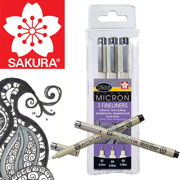 Σετ Μαρκαδοροι μηχανικου σχεδιου SAKURA Pigma Micron - 3 τεμ