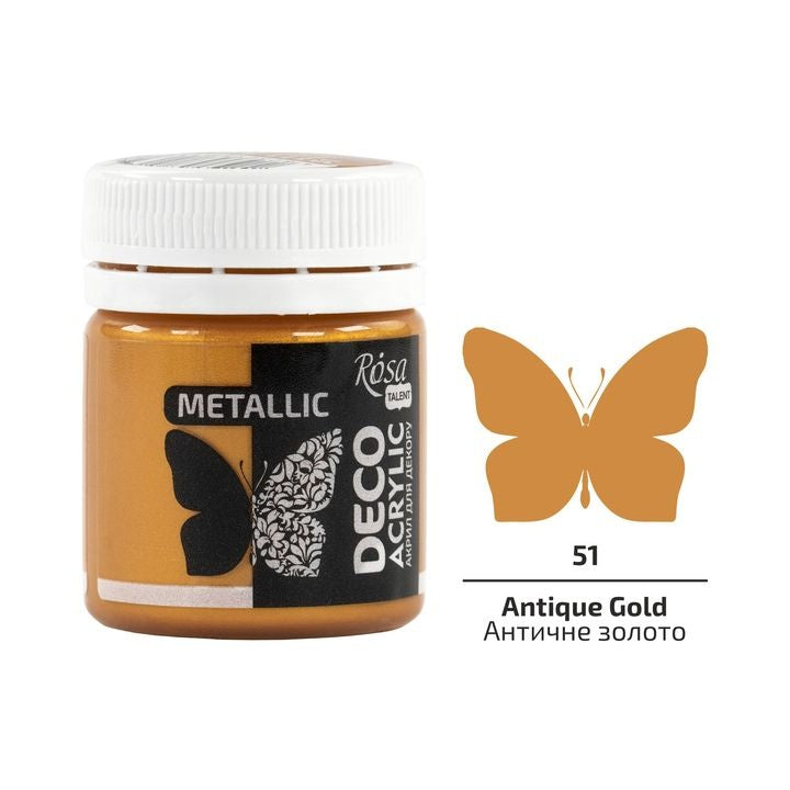 Ακρυλικό για διακόσμηση, μεταλλικό, 20 ml, ROSA Talent – 51 Antique Gold