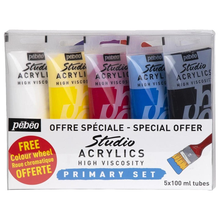 Ακρυλικά χρώματα Pebeo Studio Acrylic - βασικό σετ - 5 x 100 ml