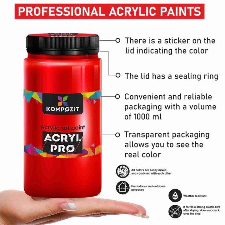 Ακρυλικό χρώμα ACRYL PRO ART Composite 1.000 ml | Διάφορες αποχρώσεις | Διάφορες αποχρώσεις