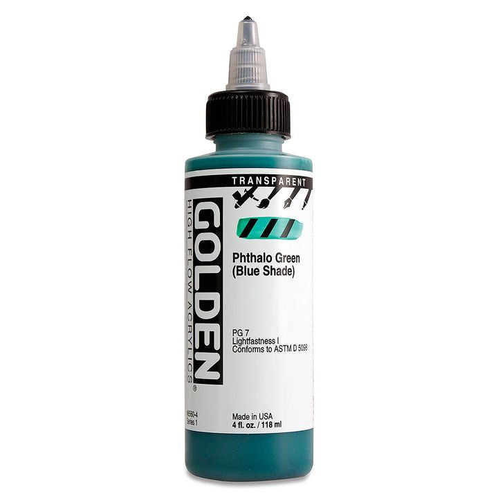 GOLDEN Ακρυλικό χρώμα υψηλής ροής 118 ml – 8560 Διαφανές Ftalok. Πράσινο (μπλε απόχρωση)
