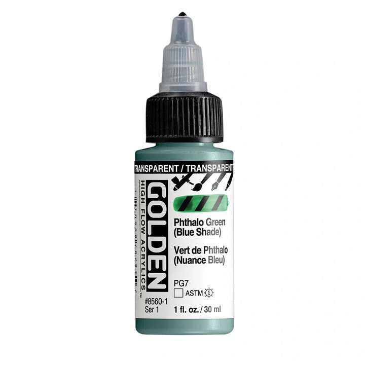 GOLDEN Ακρυλικό χρώμα υψηλής ροής 30 ml – 8560 Διαφανές Ftalok. Πράσινο (μπλε απόχρωση)