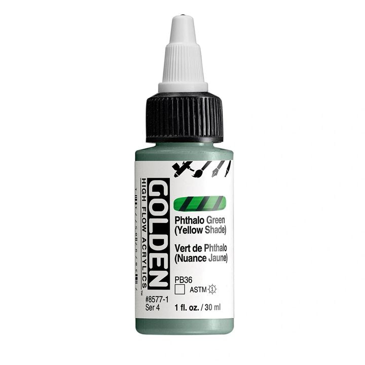 GOLDEN Ακρυλικό χρώμα υψηλής ροής 30 ml – 8577 Πράσινο φθαλοκυανίνης (κίτρινη απόχρωση)