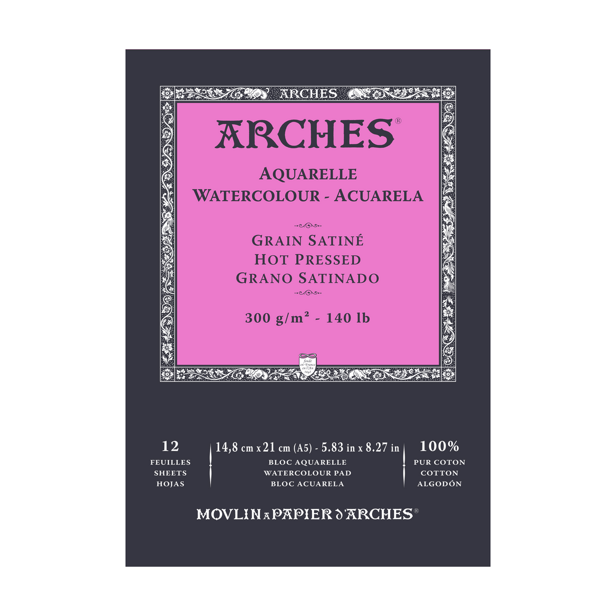 ARCHES μπλοκ ακουαρέλας λείο HP φυσικό λευκό 300 g/m² A5 – A3 - 12 φύλλα