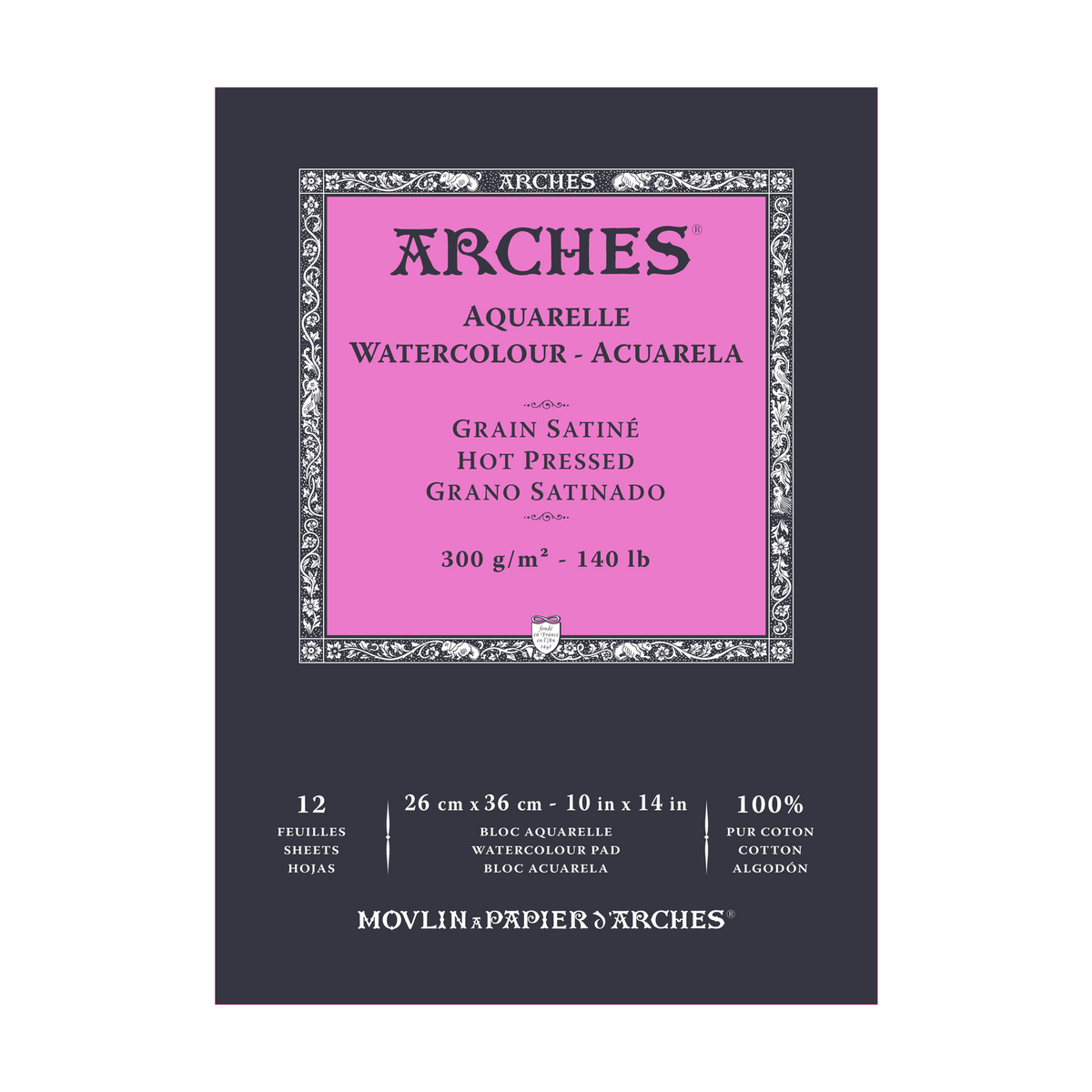 ARCHES μπλοκ ακουαρέλας λείο HP φυσικό λευκό 300 g/m² A5 – A3 - 12 φύλλα