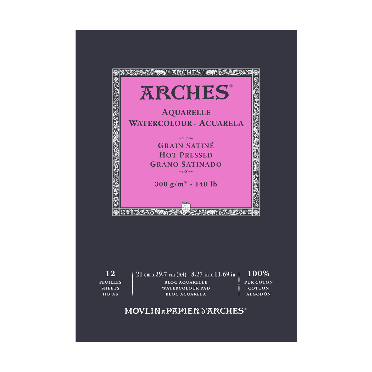 ARCHES μπλοκ ακουαρέλας λείο HP φυσικό λευκό 300 g/m² A5 – A3 - 12 φύλλα