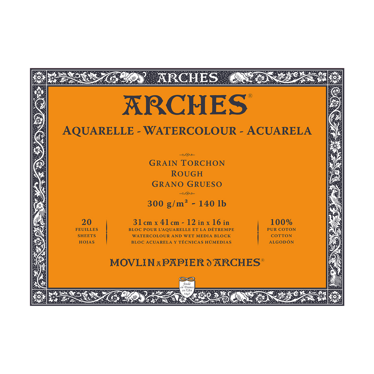 ARCHES μπλοκ ακουαρέλας Rough φυσικό λευκό 300 g/m² 10 – 31 cm - 20 φύλλα