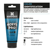 Σετ ακρυλικών χρωμάτων ACRYL PRO Kompozit σε κουτί - 42 x 75 ml