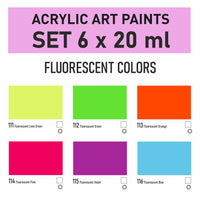 Σετ ακρυλικών χρωμάτων Kompozit STANDART Fluorescent 6 x 20 ml
