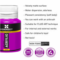 Σετ ακρυλικών χρωμάτων Kompozit STANDART Fluorescent 6 x 20 ml