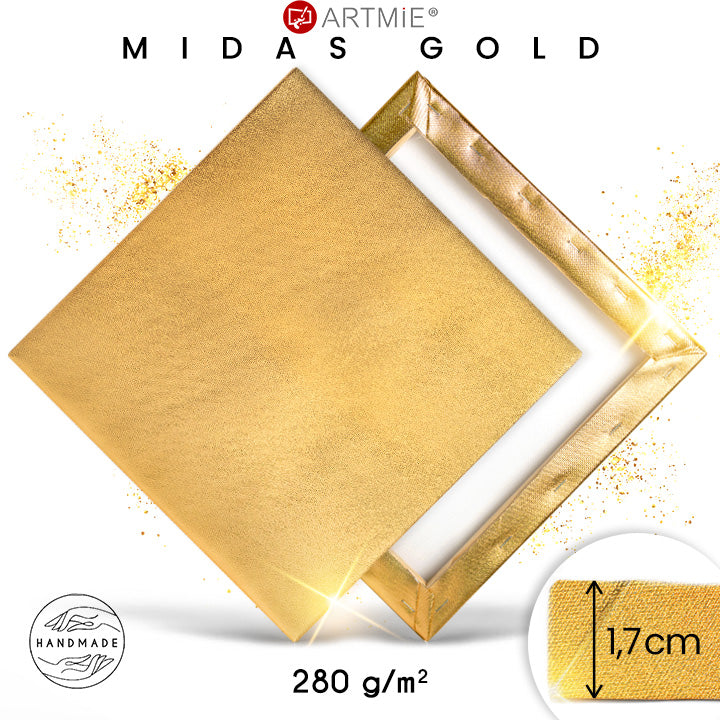 Χρυσός καμβάς σε τελάρο MIDAS — βαμβάκι 280 g/m² με μεταλλική χρυσή χρωστική