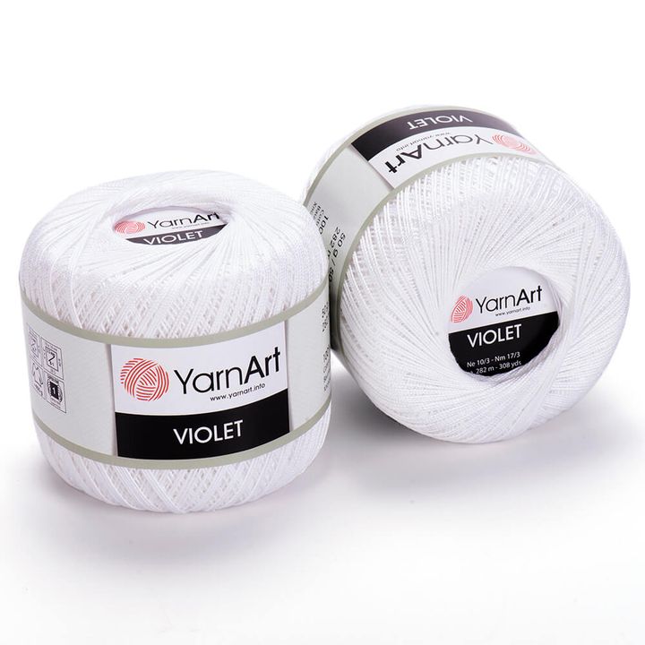 Νήματα πλεξίματος YarnArt Violet 50 g – 1000 άσπρο