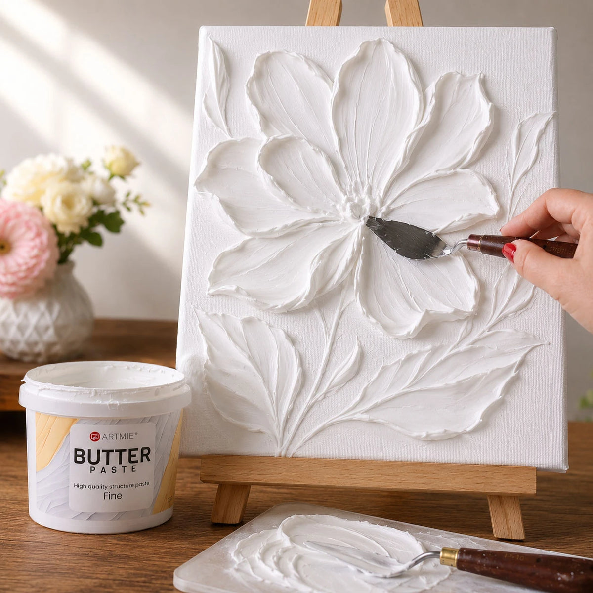Ανθικός ανάγλυφος πίνακας 3D φτιαγμένος με πάστα υφής ARTMIE Butter Fine