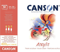 Μπλοκ ακρυλικού Canson CP Natural White 400 g/m² - 50 φύλλα, 24 x 32 cm