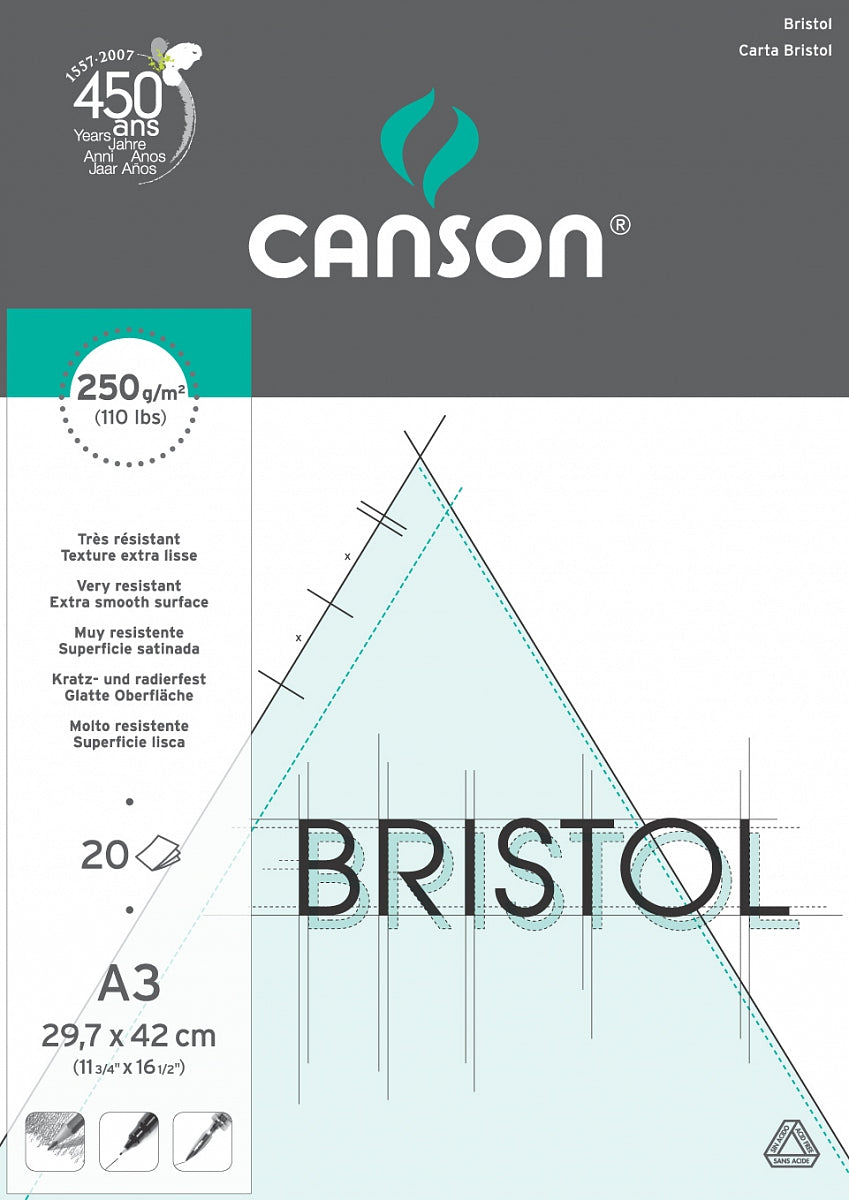 Canson Bristol μπλοκ σχεδίου 250 g/m² 20 φύλλα A3 με κόλλα