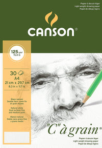 Μπλοκ σχεδίου CANSON C a grain 125 g/m² A3 - 30 φύλλα, λεπτόκοκκο κολλητό