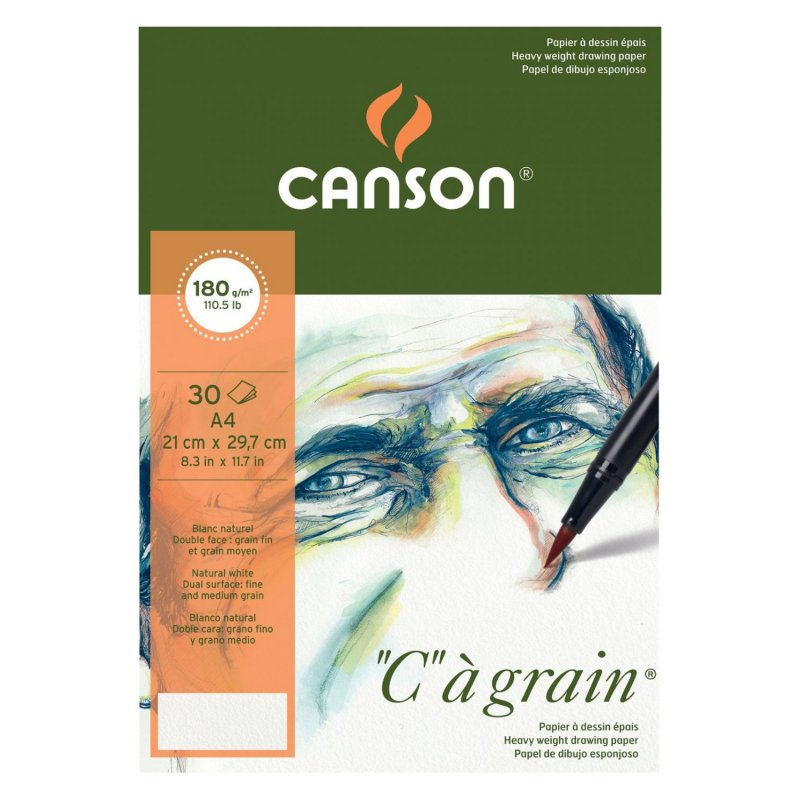 Μπλοκ σχεδίου CANSON C a grain 180 g/m² A4, 30 φύλλα, λεπτόκοκκο, με σπιράλ