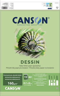 Μπλοκ σχεδίου CANSON Dessin A3 160 g - 15 φύλλα