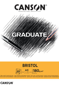 CANSON Graduate Bristol μπλοκ σχεδίου 180 g/m² - 20 φύλλα, A3, κολλητό