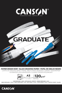 Μπλοκ σχεδίου με μαύρο χαρτί CANSON Graduate 120 g/m² A3 - 20 φύλλα, κολλητό