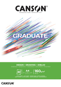 Μπλοκ σχεδίου Canson Graduate White 160 g/m² A4 κολλητό - 30 φύλλα