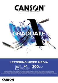 Canson Graduate Lettering Mix Media μπλοκ με κόλλα A3 - 200 g/m², 20 φύλλα