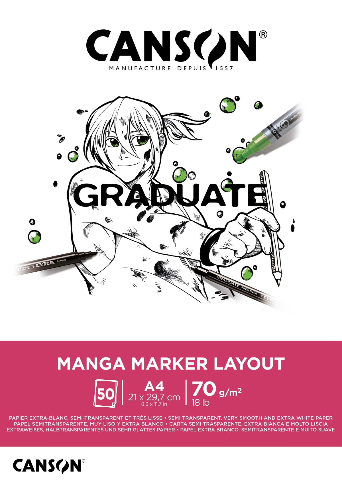 Canson Graduate Marker μπλοκ 70 g/m² 50 φύλλα A4 κολλητό