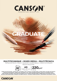 Μπλοκ Canson Graduate Mix Media Natural 220 g 30 φύλλα A5 κολλητό