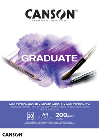 Canson Graduate Mix Media μπλοκ λευκό 200 g/m² - 20 φύλλα, A4 κολλητό