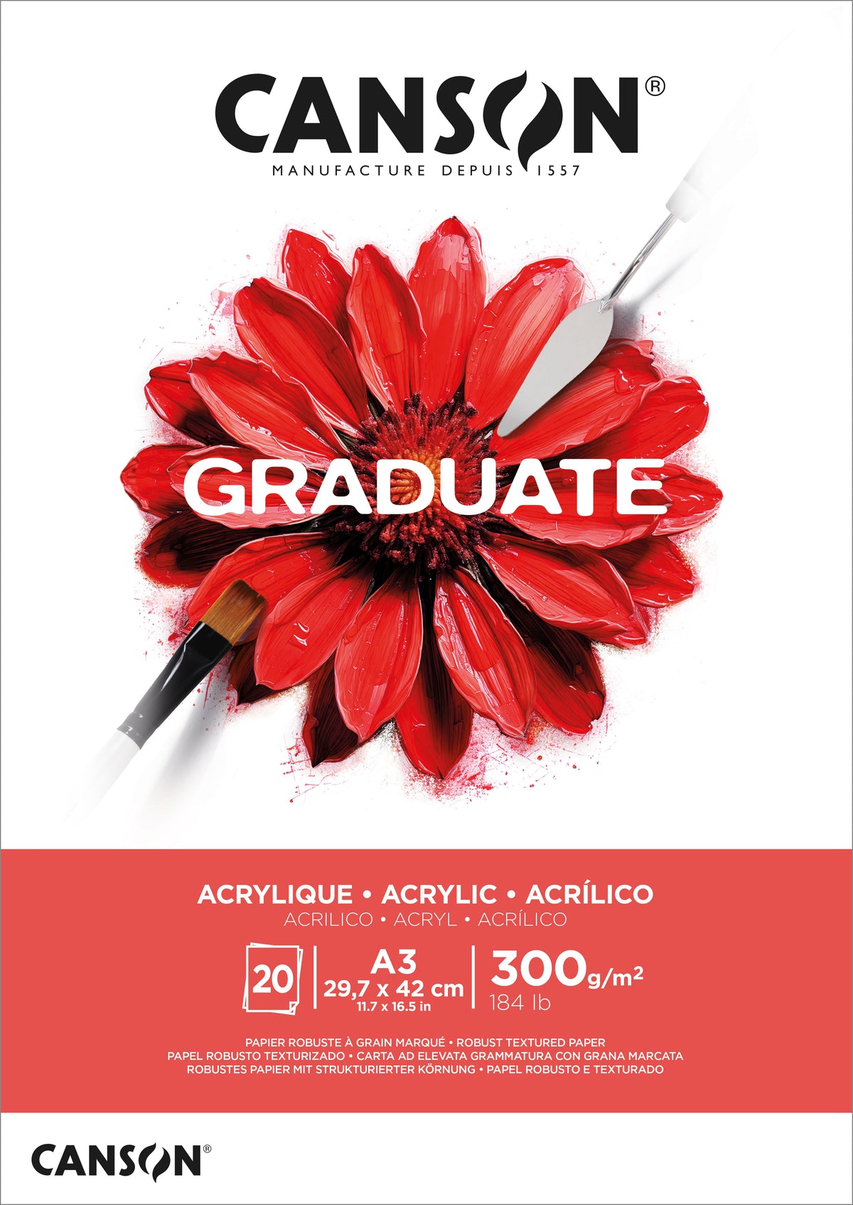CANSON Graduate μπλοκ ακρυλικού 300 g 20 φύλλων A3 κολλητό