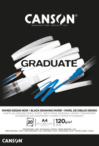 Canson Graduate μπλοκ σχεδίου με μαύρο χαρτί 120 g/m² A4 με κόλλα - 20 φύλλα