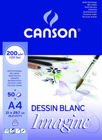 CANSON Imagine μπλοκ σχεδίου 200 g/m² 50 φύλλα A4 λεπτόκοκκο κολλητό
