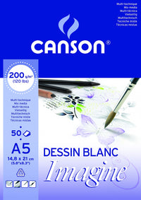Μπλοκ σχεδίου Canson Imagine 200 g/m² 50 φύλλα A5 λεπτόκοκκο κολλητό