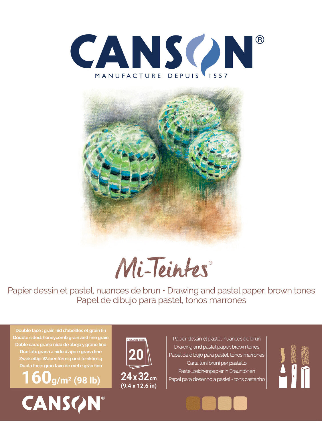 Μπλοκ χρωματιστών χαρτιών CANSON Mi-Teintes 160 g/m² 24 x 32 cm Earth - 20 φύλλα