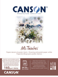 Canson Mi-Teintes μπλοκ με κόλλα 160 g/m² 20 φύλλα 24 x 32 cm White