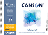 CANSON Montval μπλοκ ακουαρέλας CP 300 g/m² 12 φύλλων 32 x 41 cm με σπιράλ