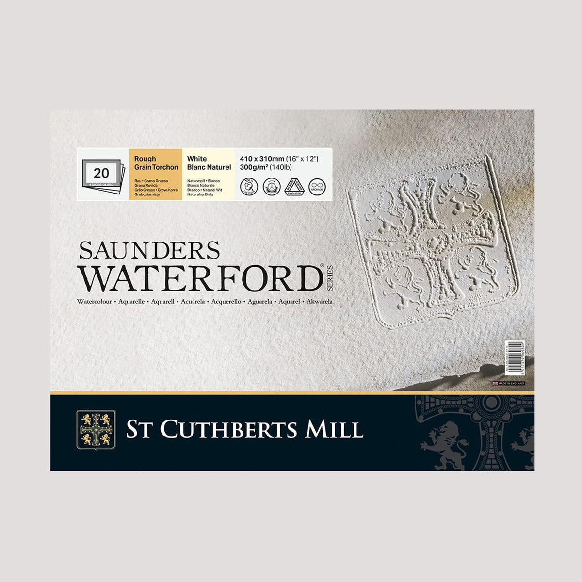 CANSON St Cuthberts Saunders Rough μπλοκ ακουαρέλας 300 g/m² 23 x 31 cm - 12 φύλλα