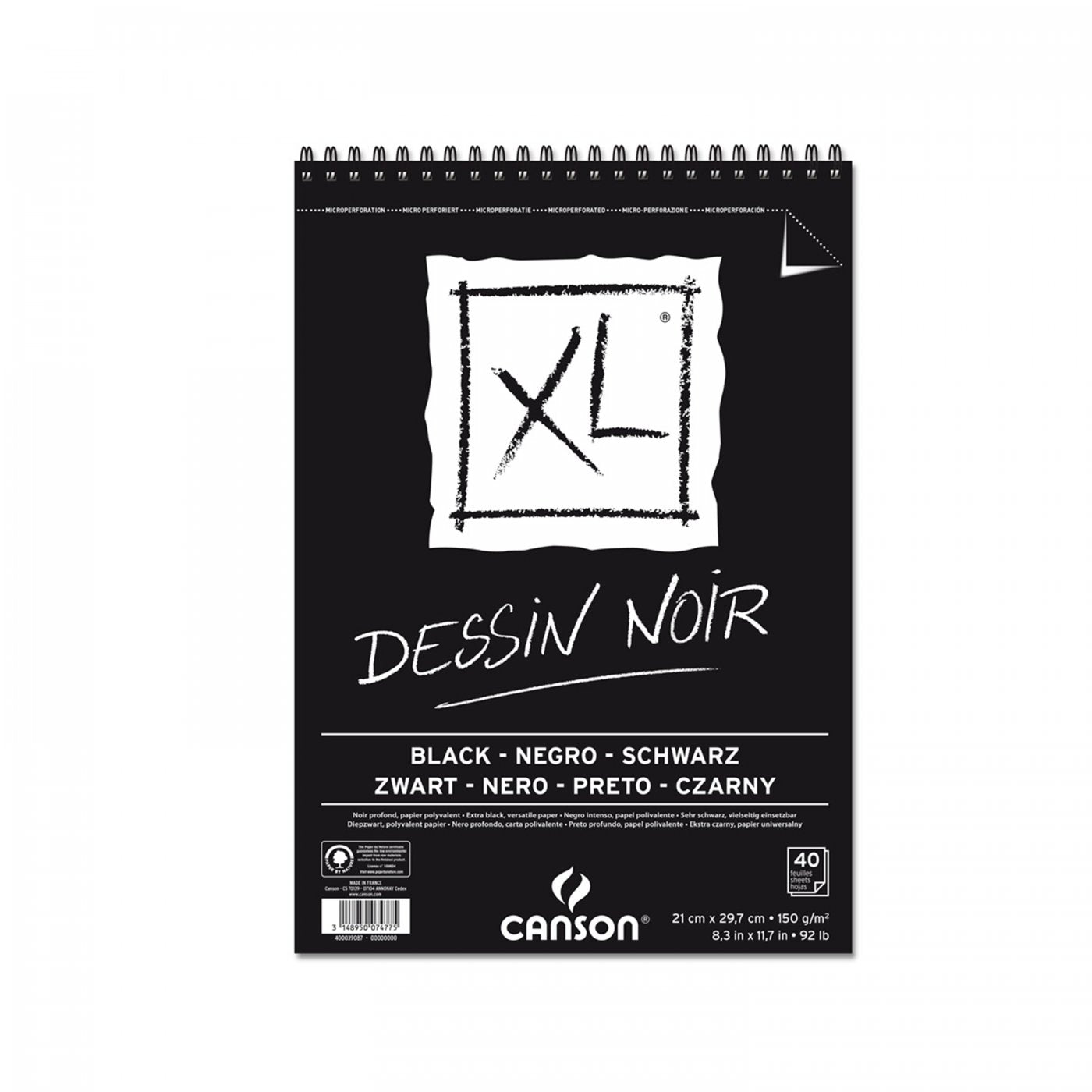 CANSON Canson XL Dessin Black μπλοκ σχεδίου 150 g/m², 40 φύλλα, A4, σπιράλ