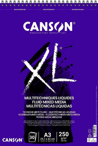 Μπλοκ Canson XL Fluid Mix Media 250 g/m², 30 φύλλα, A3, σπιράλ