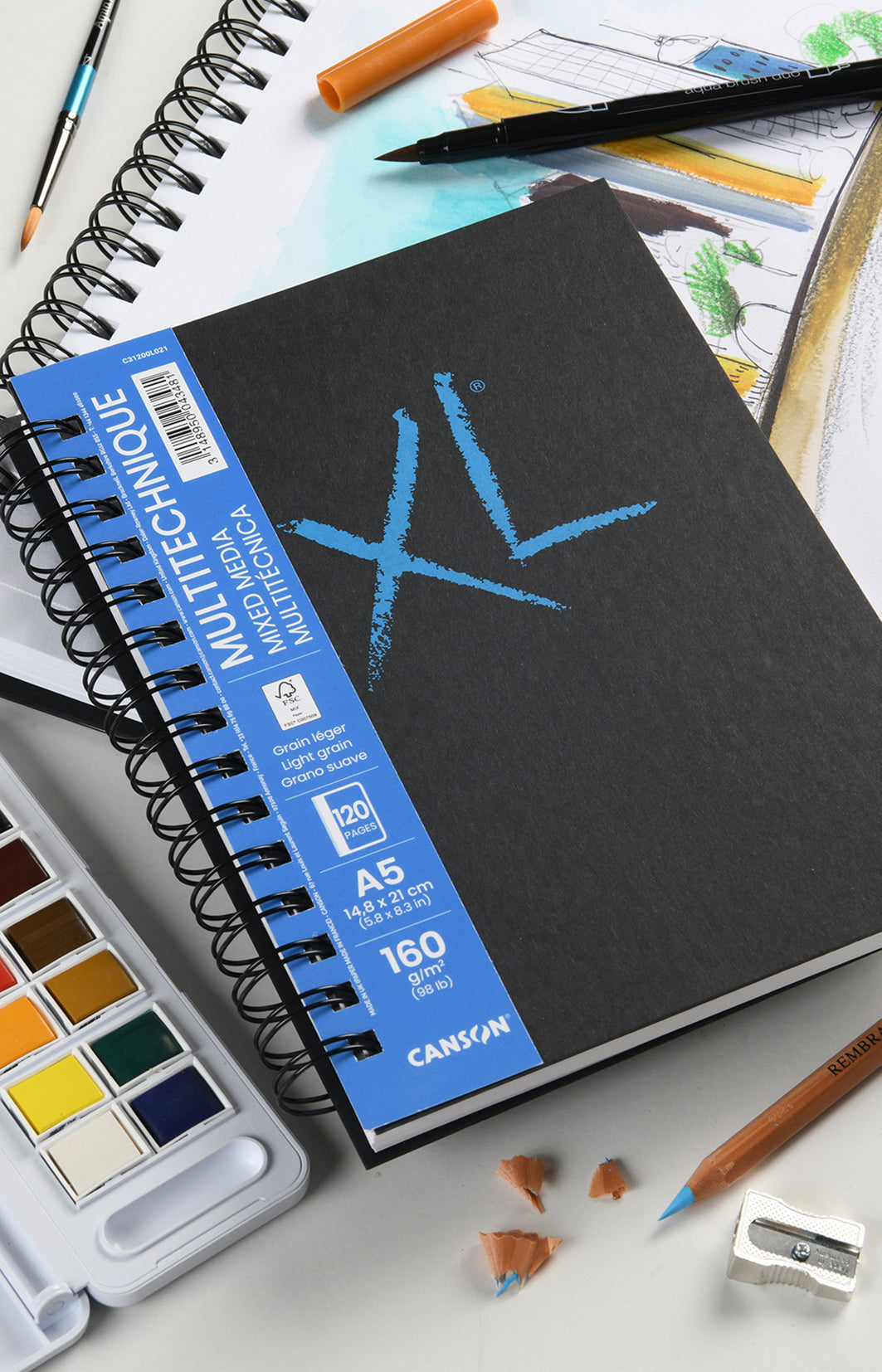 Canson XL Mix Media Textured μπλοκ με κόλλα A5, 300 g/m², 68 φύλλα