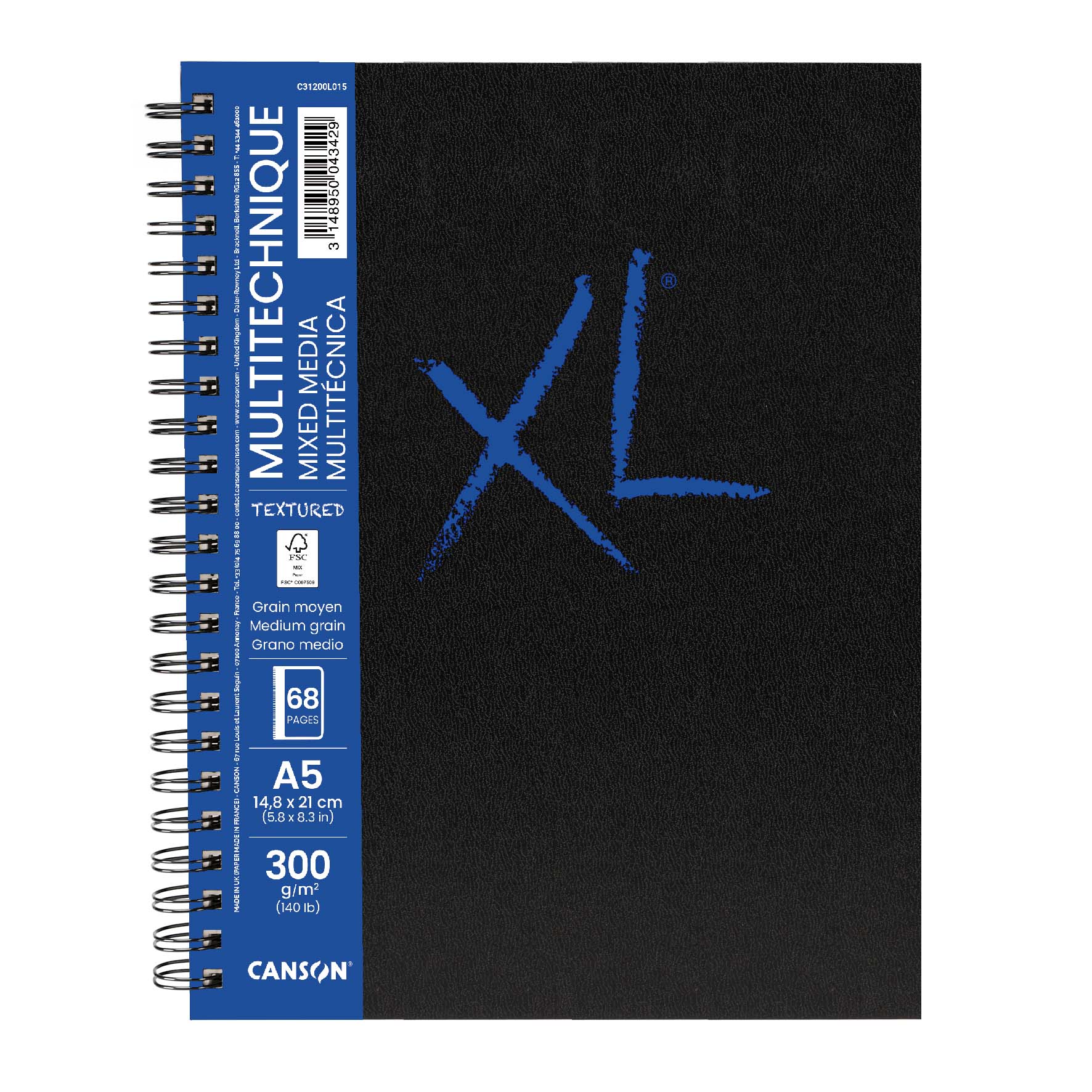 Canson XL Mix Media Textured μπλοκ με κόλλα A5, 300 g/m², 68 φύλλα
