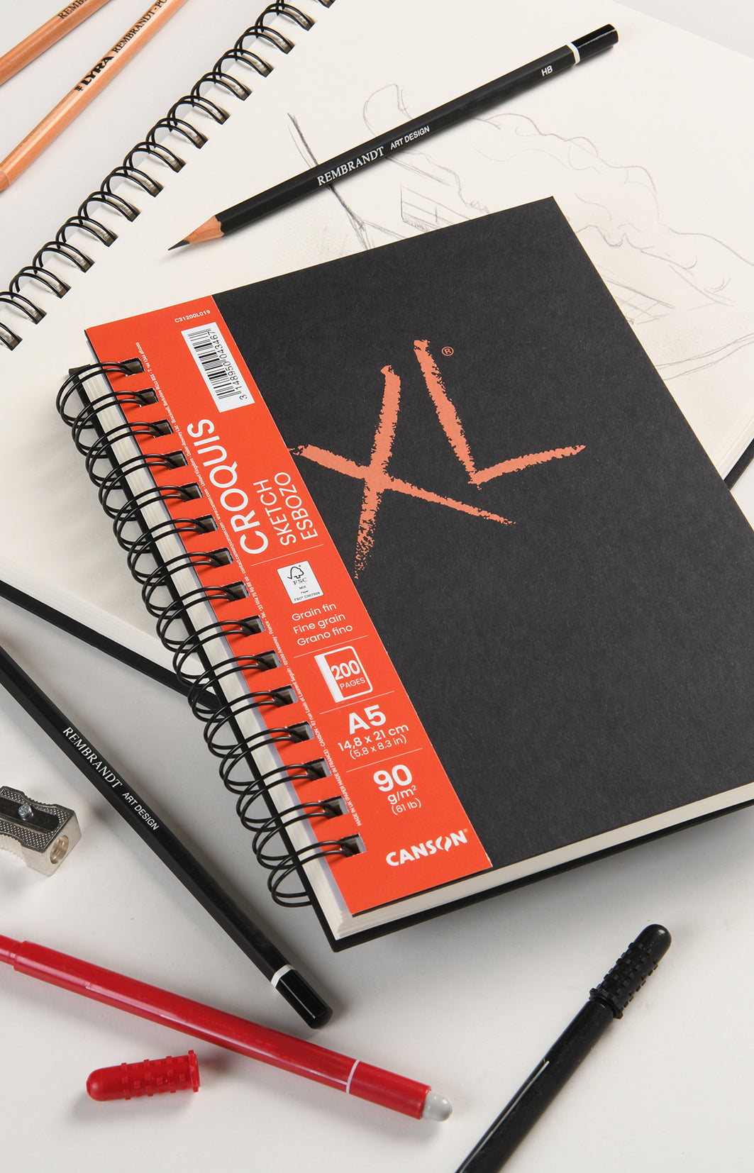 Μπλοκ σχεδίου Canson XL Sketch 90 g/m² - 200 φύλλα, A5