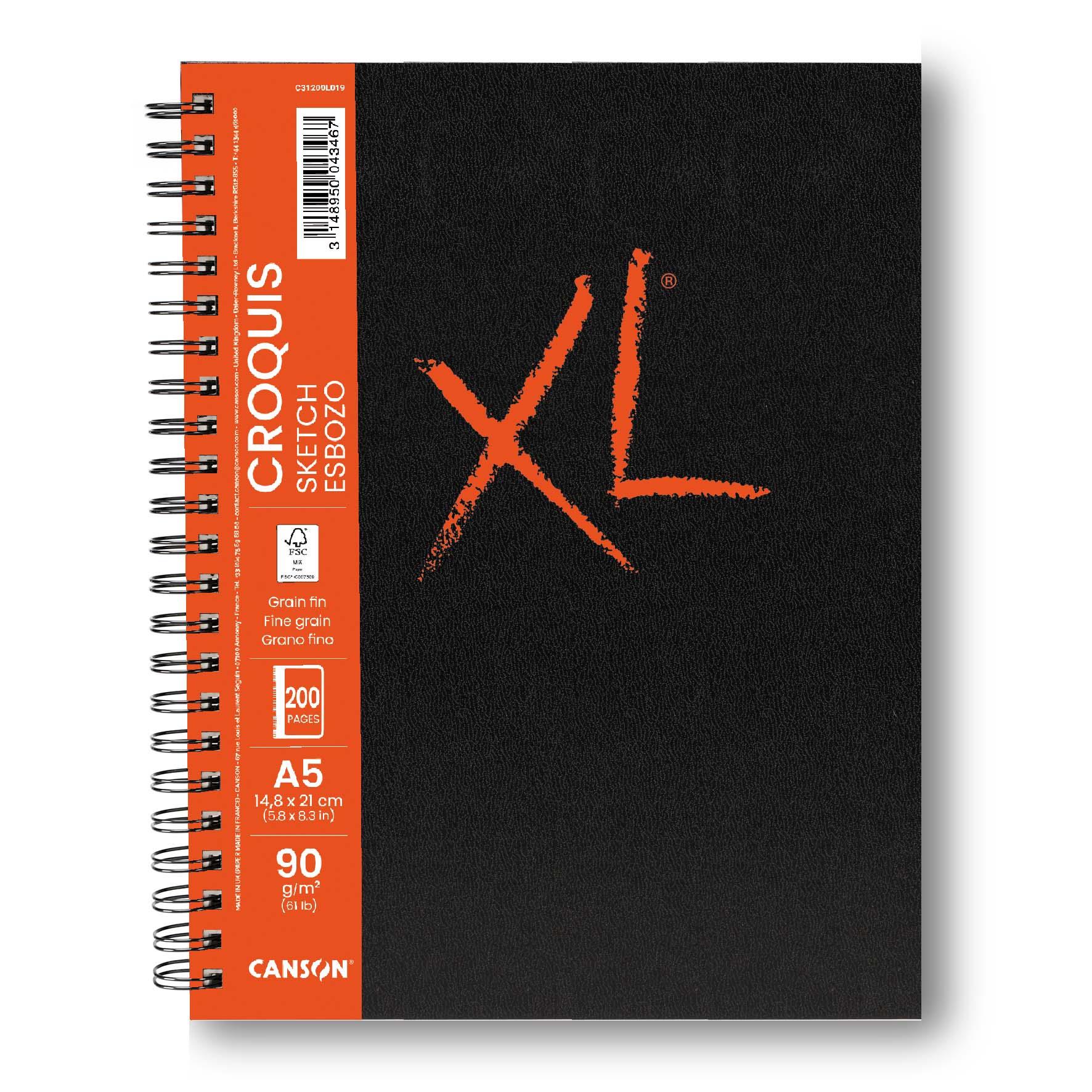 Μπλοκ σχεδίου Canson XL Sketch 90 g/m² - 200 φύλλα, A5