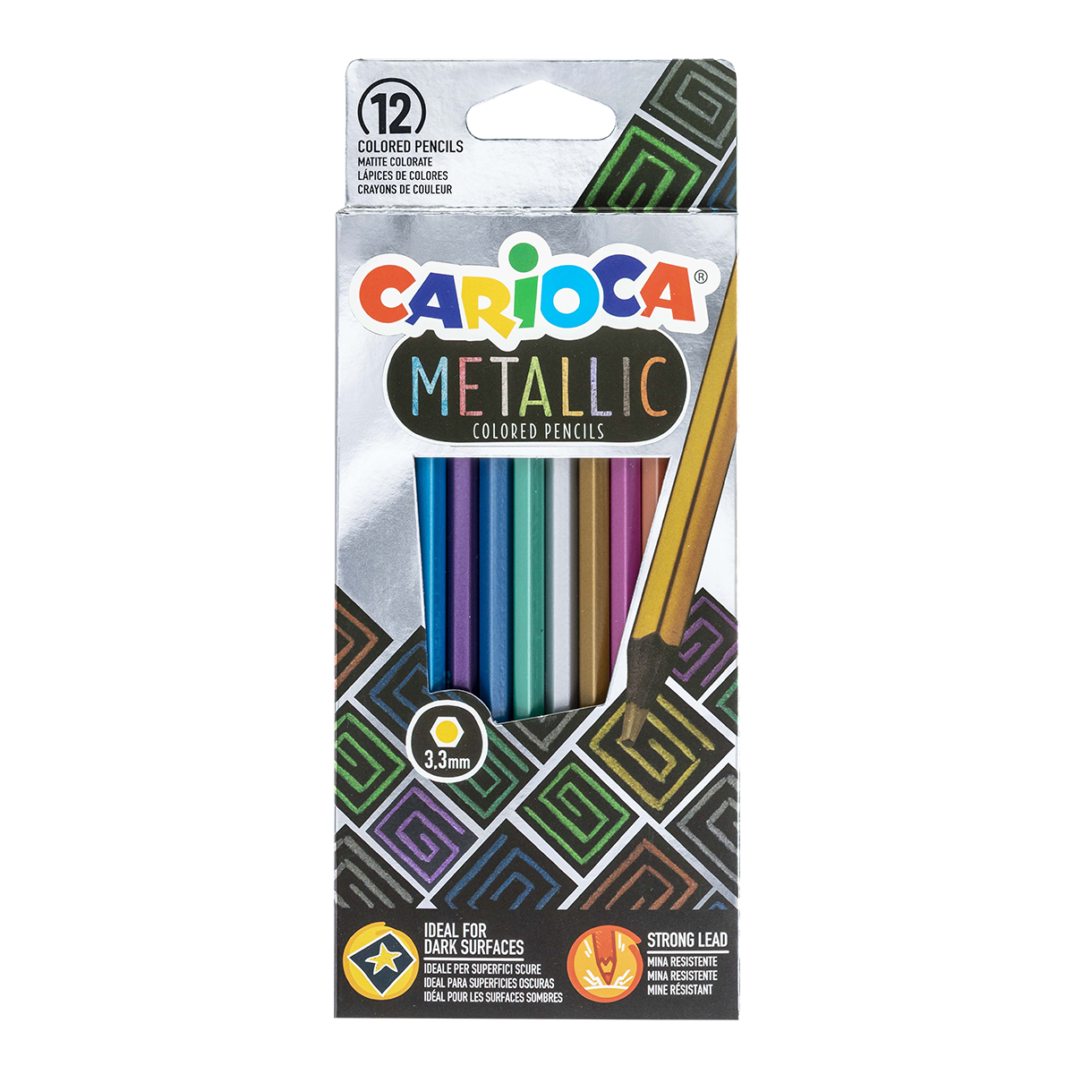 Carioca εξάγωνες ξυλομπογιές Metallic, 12 τμχ