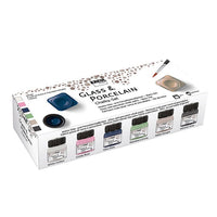 Chalk χρώματα για γυαλί και πορσελάνη Kreul / σετ 6 x 20 ml πινέλο