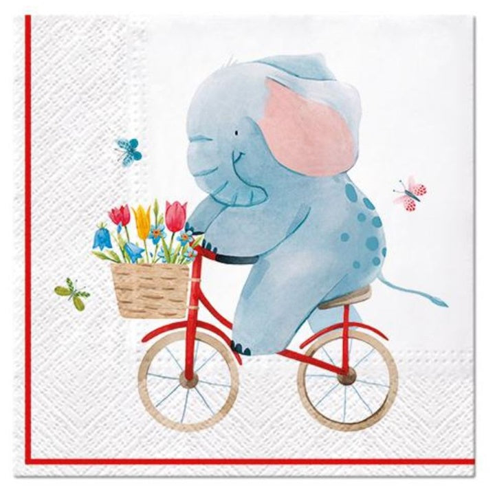 Χαροτοπετσετες για ντεκουπάζ Elephant on Bike - 1 τεμ