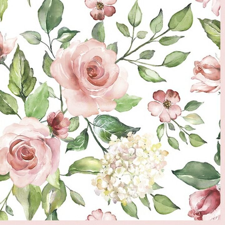 Χαροτοπετσετες για ντεκουπάζ Watercolour Roses with Hydrangea - 1 τεμ